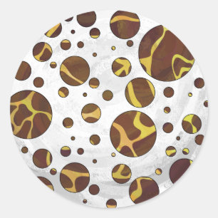 Sticker Rond Giraffe Brown et jaune