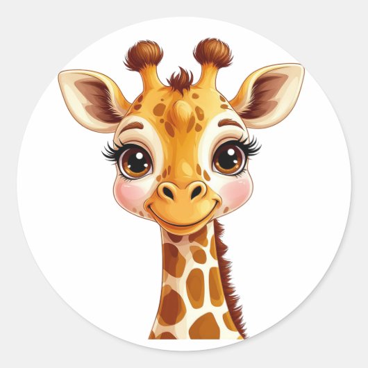 Sticker Rond Giraffe Cartoon mignonne sourire (Devant)