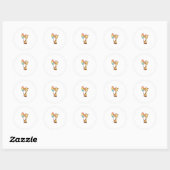 Sticker Rond Giraffe Cute Avec Ballons (Feuille)