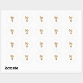Sticker Rond Giraffe Cute Avec Ballons (Feuille)