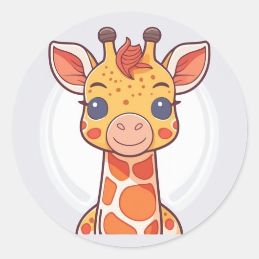 Sticker Rond Giraffe d'animal mou (Devant)