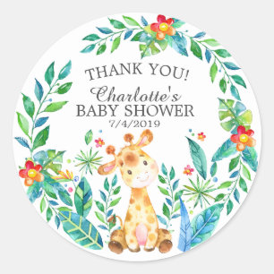 Sticker Rond Giraffe de Baby shower de la Jungle douce Favor Me