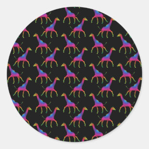 Sticker Rond Giraffe de couleur arc-en-ciel