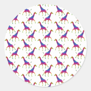 Sticker Rond Giraffe de couleur arc-en-ciel