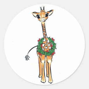Sticker Rond Giraffe de vacances
