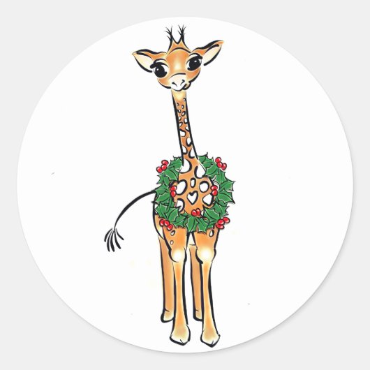 Sticker Rond Giraffe de vacances (Devant)