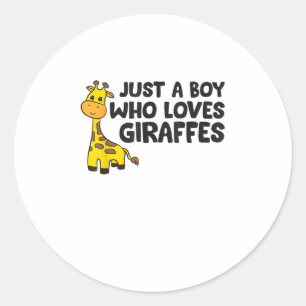 Sticker Rond Giraffe drôle juste un garçon qui aime les Giraffe