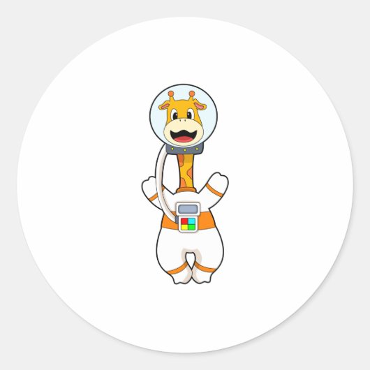 Sticker Rond Giraffe en astronaute en costume (Devant)