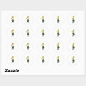 Sticker Rond Giraffe en fermier avec Pitchfork (Feuille)