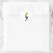 Sticker Rond Giraffe en fermier avec Pitchfork (Sac)