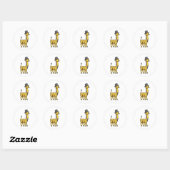 Sticker Rond Giraffe en Gentleman avec Casquette, Cravate et Mo (Feuille)