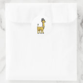 Sticker Rond Giraffe en Gentleman avec Casquette, Cravate et Mo (Sac)