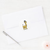 Sticker Rond Giraffe en Gentleman avec Casquette, Cravate et Mo (Enveloppe)