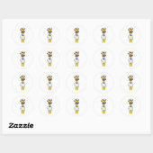 Sticker Rond Giraffe en tant que docteur avec Bloc-notes (Feuille)