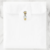 Sticker Rond Giraffe en tant que docteur avec Bloc-notes (Sac)