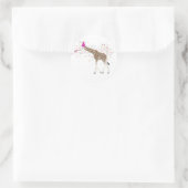 Sticker Rond Giraffe Fête Safari Animaux ayant une fête (Sac)