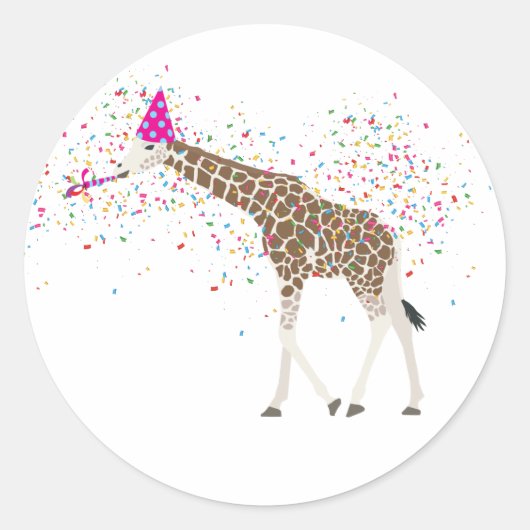 Sticker Rond Giraffe Fête Safari Animaux ayant une fête (Devant)