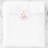 Sticker Rond Giraffe Fleurs Nom Merci Filles 1er anniversaire (Sac)