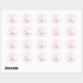 Sticker Rond Giraffe Fleurs Nom Merci Filles 2e anniversaire (Feuille)