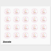 Sticker Rond Giraffe Florals Nom Merci Girls 3e anniversaire (Feuille)