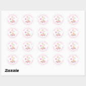 Sticker Rond Giraffe Florals Nom Merci Girls 5e anniversaire (Feuille)
