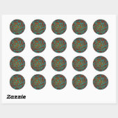 Sticker Rond Giraffe Impression Brown et Turquoise (Feuille)
