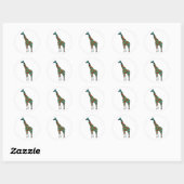 Sticker Rond Giraffe Impression Brown et Turquoise (Feuille)