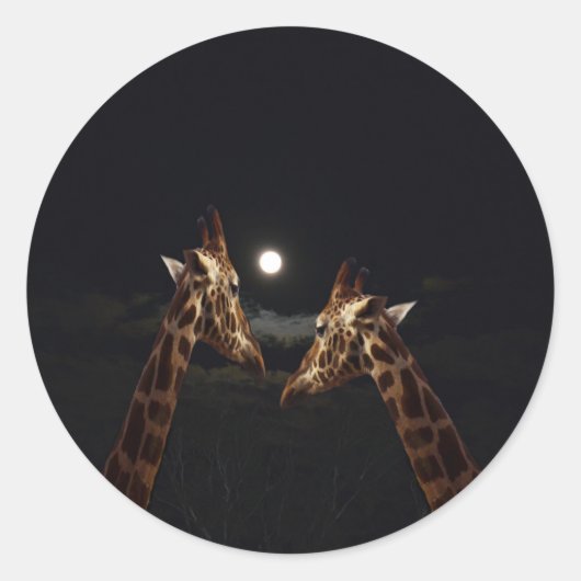 Sticker Rond Giraffe Love In the Moonlight (Devant)