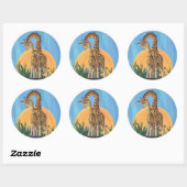 Sticker Rond Giraffe maman et bébé (Feuille)
