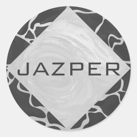 Sticker Rond Giraffe Monogramme noir et gris clair (Devant)