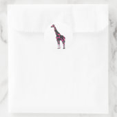 Sticker Rond Giraffe Rose chaud et Silhouette noire (Sac)