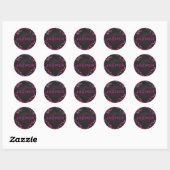 Sticker Rond Giraffe rose chaude et noire (Feuille)