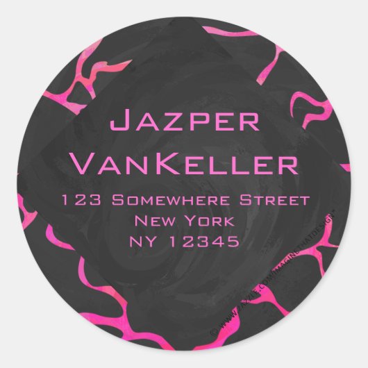 Sticker Rond Giraffe rose chaude et noire (Devant)