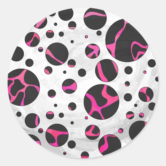 Sticker Rond Giraffe rose chaude et noire (Devant)