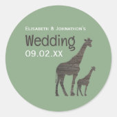 Sticker Rond Giraffe Safari d'argile, Mariage rustique (Devant)