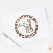 Sticker Rond Giraffe Spots Baby shower rose (Enveloppe)