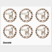 Sticker Rond Giraffe Spots Baby shower rose (Feuille)