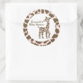 Sticker Rond Giraffe Spots Baby shower rose (Sac)
