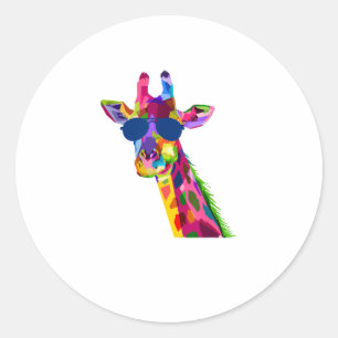 Sticker Rond Giraffe Zoo Keeper Safari Animal Giraffe