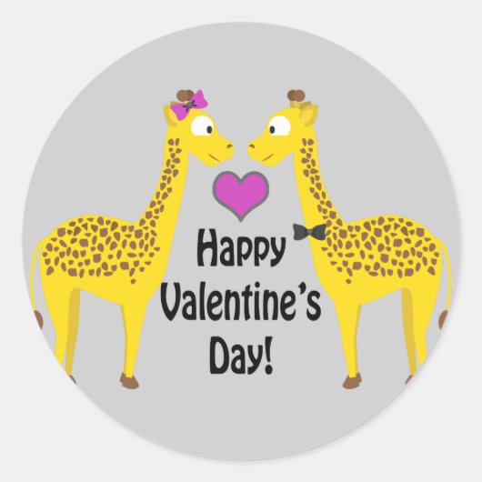 Sticker Rond Giraffes Heureuses Saintes-Valentin (Devant)
