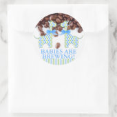 Sticker Rond Giraffes jumeaux Les bébés brassent du Baby shower (Sac)
