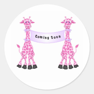 Sticker Rond Giraffes Roses Prochainement