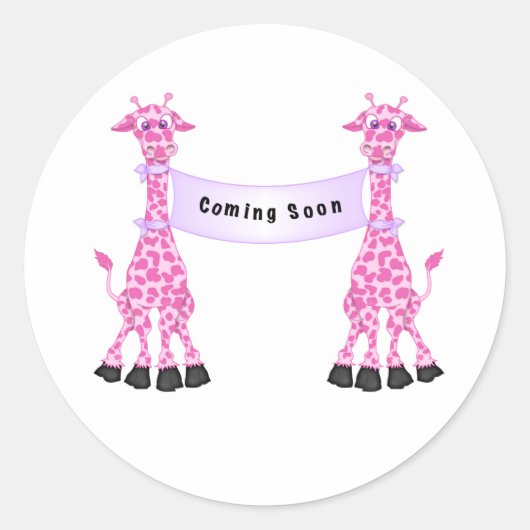 Sticker Rond Giraffes Roses Prochainement (Devant)