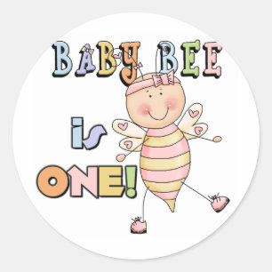 Sticker Rond Girl Baby Bee 1er Anniversaire Tshirts et cadeaux