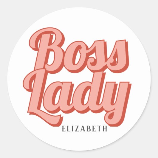 Sticker Rond Girl Boss Retro Nom Customisé Classic Round Sti (Devant)