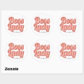 Sticker Rond Girl Boss Retro Nom Customisé Classic Round Sti (Feuille)