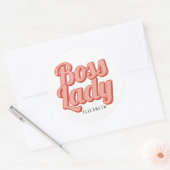 Sticker Rond Girl Boss Retro Nom Customisé Classic Round Sti (Enveloppe)