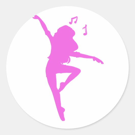 Sticker Rond Girl dancer silhouette - choose background color (Devant)