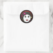 Sticker Rond GIrl de l'espace de fleurs (Sac)