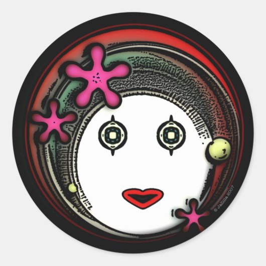 Sticker Rond GIrl de l'espace de fleurs (Devant)